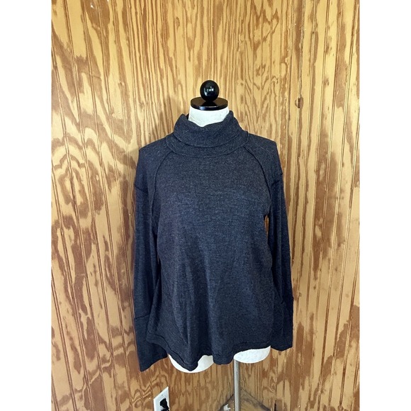 Free People Tops - We The Free People Pullover Open Back Dark Gray Thermal High Neck Size L Blouse
